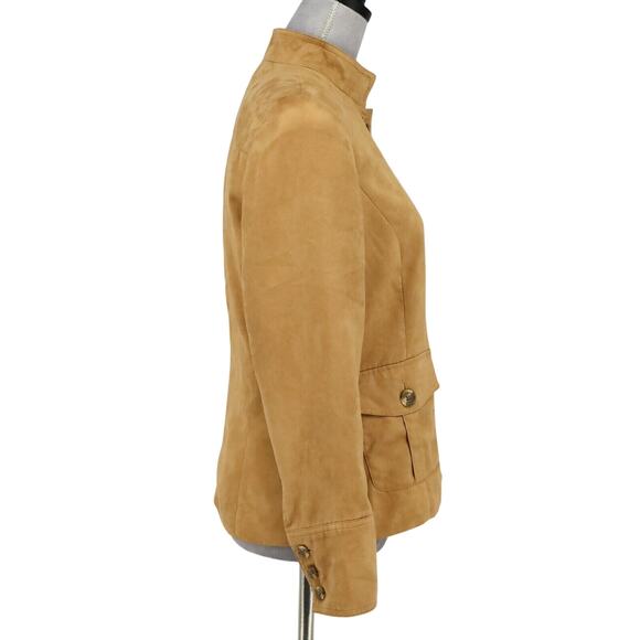 Coldwater Creek Jacket Womens 4 Rust Brown Microsuede Lined Blazer Button Up - Picture 6 of 16